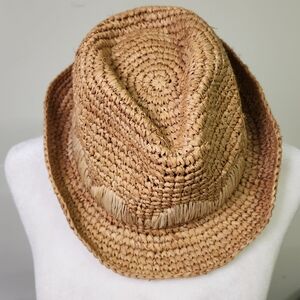 ROXY Witching Straw Fedora Hat Natural Boho Summer Sun Accessories M/L